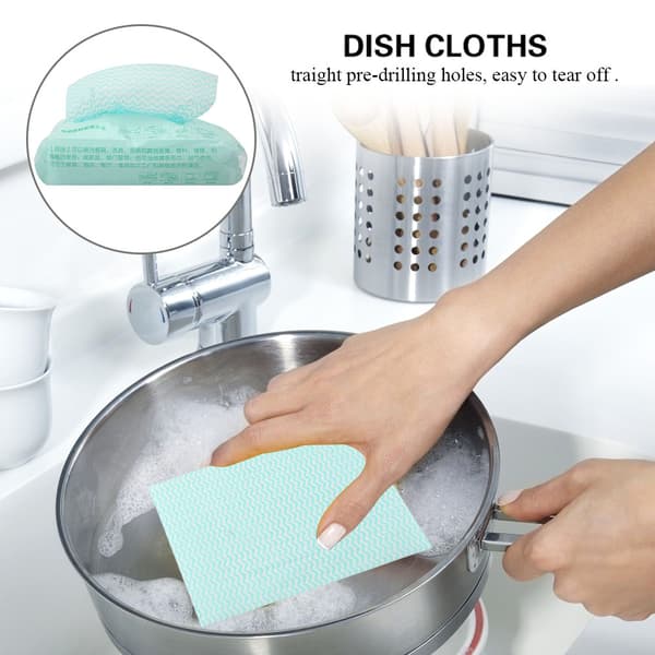 80 st engångs non-stick olja non-woven tyg dammvippa disktrasa handduk kök (grön)