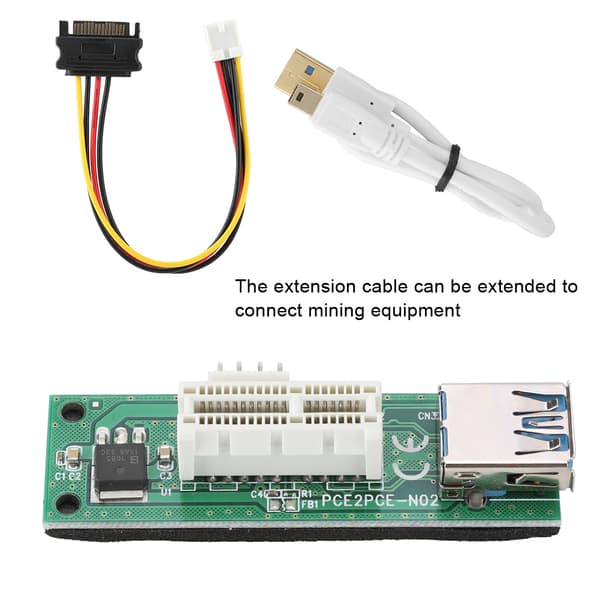 PCI-E Express 1x til 16x Mining Extender Riser-kort med USB-kabel