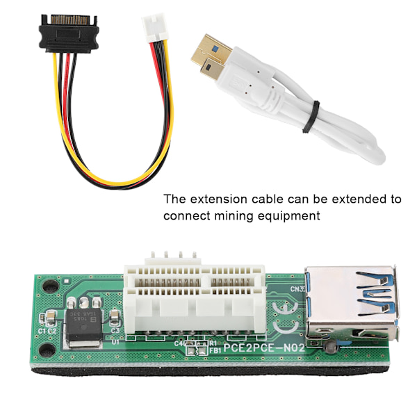 PCI-E Express 1x till 16x Mining Extender Riser-kort med USB-kabel