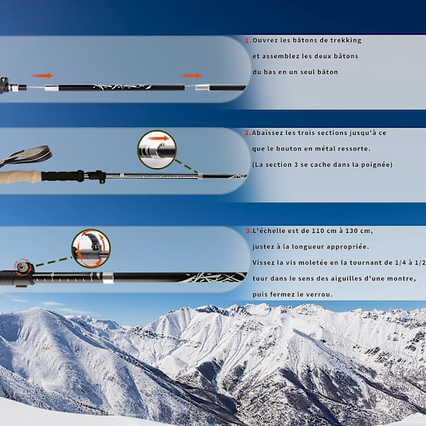 Par justerbare trekkingstave 33-125 cm