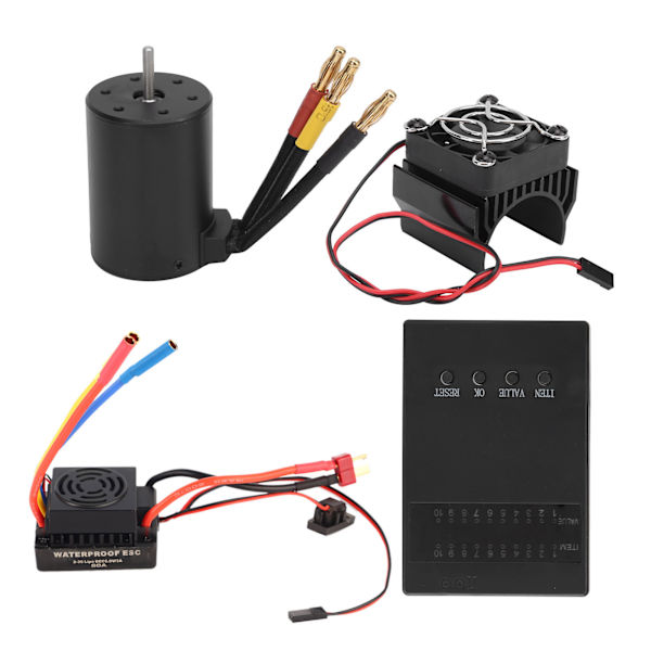 3650 3600KV harjaton moottori 60A ESC ohjelmointikortti jäähdytyslevy yhdistelmäpaketti 1/8 1/10 RC autoon
