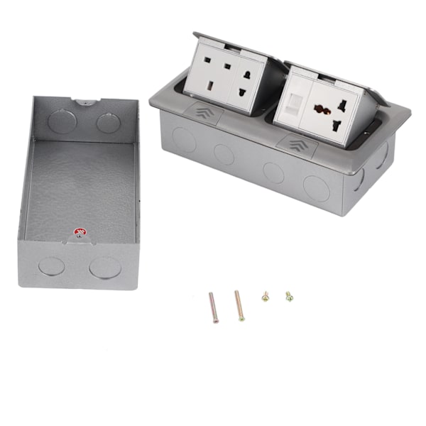 Golvuttag Uppfällbart Dold Multifunktion Silver Aluminiumlegering UK Standard