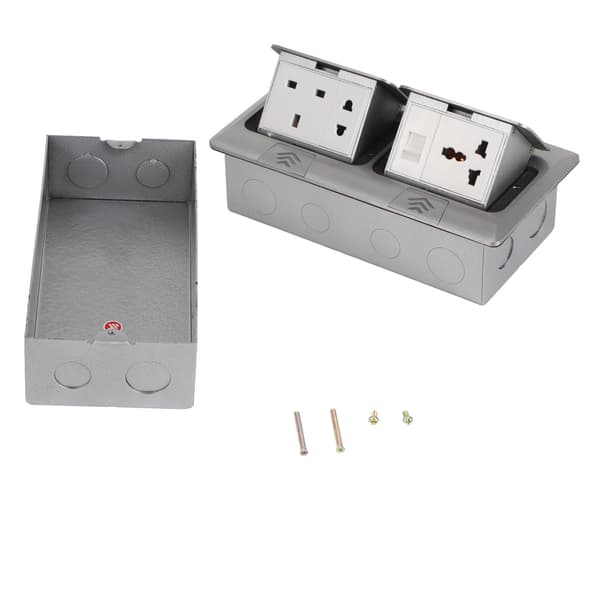 Gulv Pop Up Stikkontakt Skjult Multifunksjon Sølv Aluminiumlegering Britisk Standard