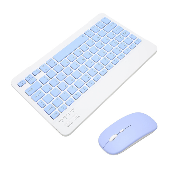 Trådløst tastatur musesett 10 tommer datamaskintastaturer musekombinasjon for nettbrett Mobiltelefon datamaskin blå
