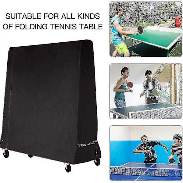 Pingispöydän suojapeite vedenpitävä ping pong -pöydän suojus 165 x 70 x 185 cm musta