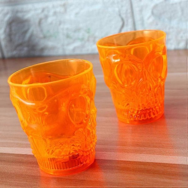 Halloween Kopper Led Halloween Hodeskalle Morsomme Lysende Drikkekopper For Halloween Fest Barn Voksen Drikking 12stk oransje