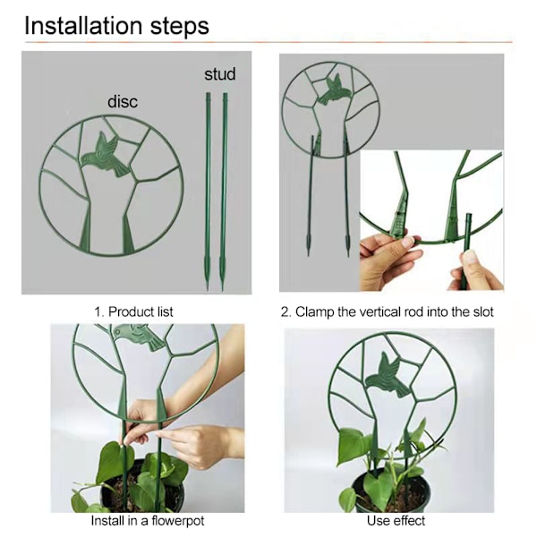 Fuglehave espalier til klatreplanter Rund plante espalier Jernstøtte ramme med rustfrit belægning Planter klatrestativ