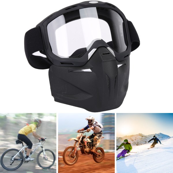 Avtagbar utomhusmask Vindtät solglasögon Cykling Motocrossglasögon (Transparent)