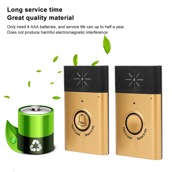 Trådlös intercom dörrklocka Dual Voice Smart Bell 2-Way Talk Home Security