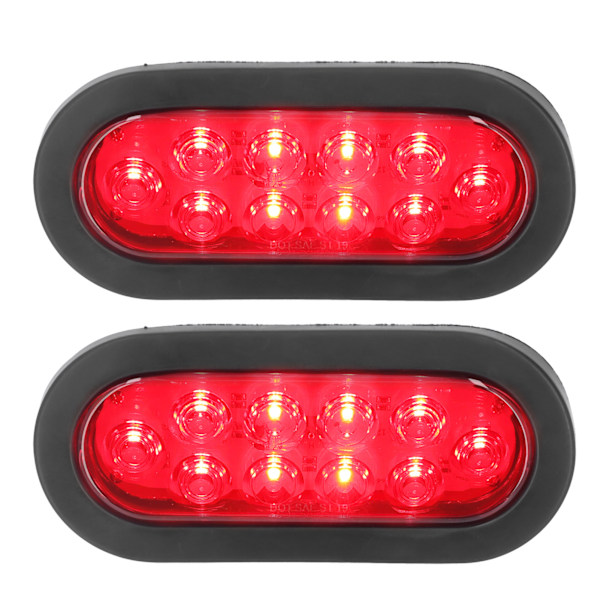 2 kpl LED-merkkivaloa, vedenpitävä, soikea, punainen, 12 V:n takavalo, rekka-, vene-, perävaunu- ja matkailuautokäyttöön