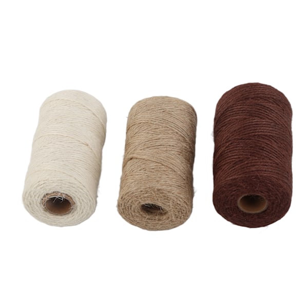 3 st Jute Rep Vit Brun Khaki Flätad Rep DIY Förpackning Tjock Tråd Tillbehör 2mm