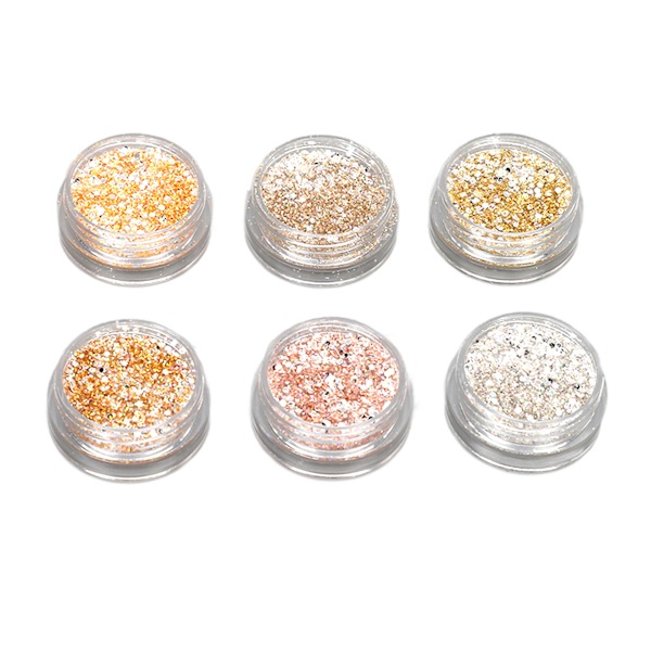 6 färger holografisk nagelglitter kit gnistrande nail art för hemsalongsmanikyr