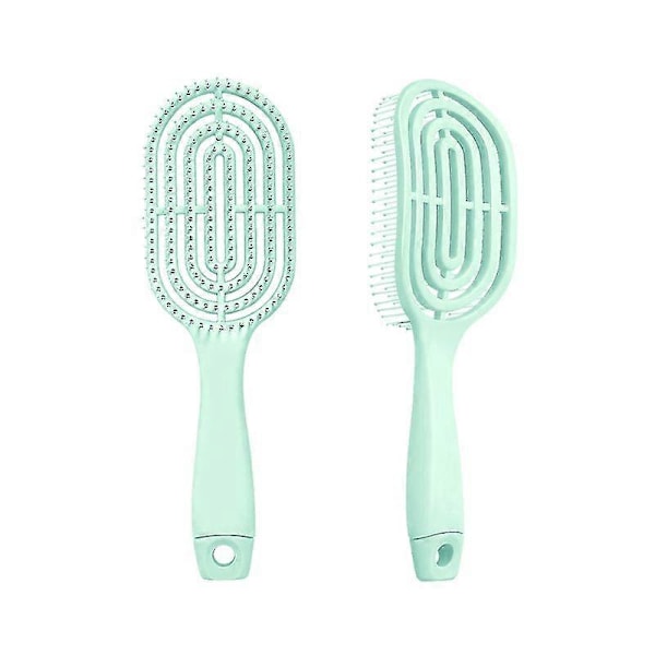 Bärbar Avslappnande Elastisk Massageborste Oval Hårkam för Skalpmassage Salong Stylingverktyg Enfärgad SZ50-Grön