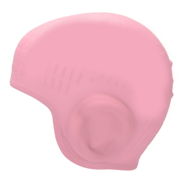 Høy elastisitet Silikonbadehette for barn 3D-hørebeskyttelse badehette for kort langt hår Rosa