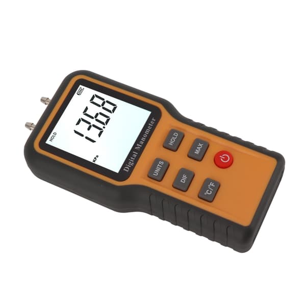 Motor Digital Manometer Differentialmätare Högprecision Dubbelport HVAC Gastestare Lufttrycksmätare