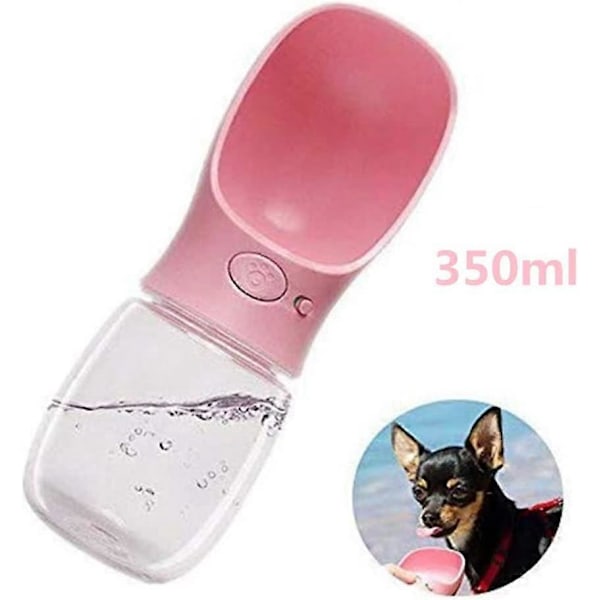 Hundvattenflaska Läcksäker Hunddricksflaska Husdjur Utomhus Resevattendispenser Hundar Vattenflaskdispenser rosa, 350ml