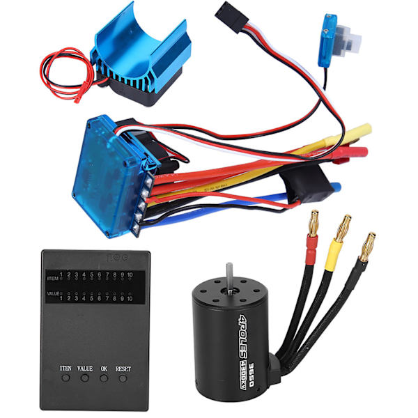 3650 Motor 4300Kv Børsteløs ESC Køleplade Programkort Sæt til 1/10 RC Bil (60A)