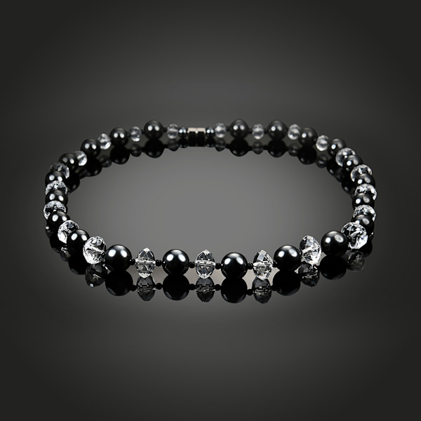 1 stk Kvinder Mænd Magnetisk Terapi Hæmatit Rhinestone Beads Halskæde Smykker Gave