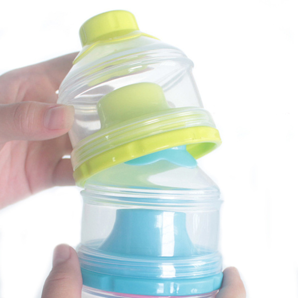 Baby Formula Milk Powder Dispenser 3 Fack Babymatning Behållare Stapelbar Bärbar Spädbarn Formula Mjölkpulver Box
