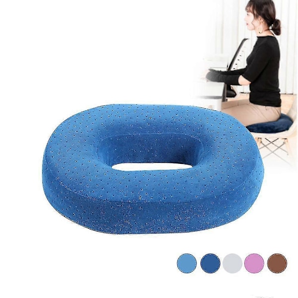 Högkvalitativ Memory Foam Ring Stol Sittdyna Kudde för Smärtlindring Blå