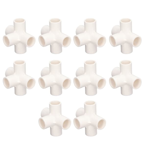 10 stk. PVC-rørfitting 20 mm 5-vejs retvinklet 3-dimensionel albue-rørforbindelse til møbler hvid
