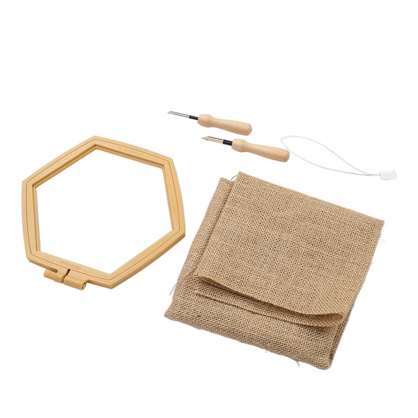 Punch Needle-sett Hexagon Hoop med blank ramme - Enkel bruk, sikker og holdbar - Punch-broderisett for håndverk, DIY-begynnere
