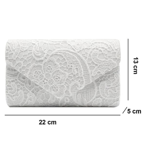 Elegant Hvid Blomsterblonde Kuvert Clutch til Aftenbal