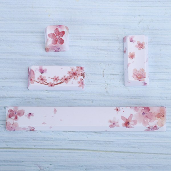 DIY Sakura Pattern Keycaps Space KeyESC KeyEnter KeyNumpad Enter Key Cap for Mekanisk tastatur (4 stk, Sakura Pattern)