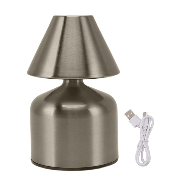3W Trinnløs Dimming Touch Bordlampe 1800mAh Trådløs 3 Farger Oppladbar Sengelampe Skrivebordslampe for Bar Sølv