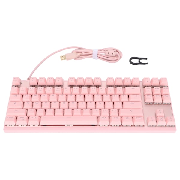 Mechanical Keyboard Responsive Comfortably Use 50 Million Clicks Durable USB Interface 87 Keys RGB Keyboard for ComputerPink Red Switch