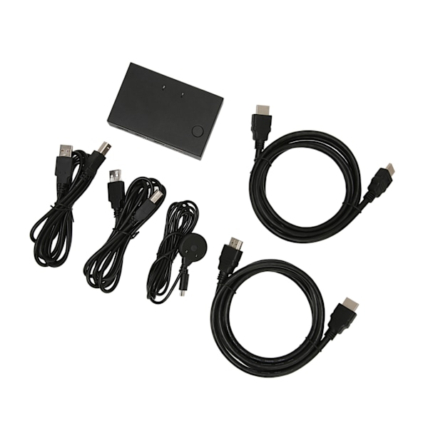 KVM Switch 2 Port Plug and Play USB HUB 4K 30Hz HD Multimedia Interface KVM Switch til PC Printer Mus Tastatur