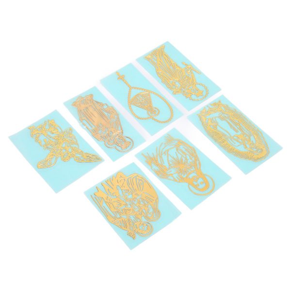 7 stk mobiltelefoner metall gull kristne klistremerker Selvklebende DIY telefonveske 3D klistremerker for Scrapbooking Journaling