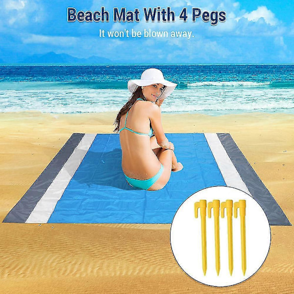 Utendørs Matte Camping Vanntett Sandtett Strandteppe Bærbar Sammenleggbar Polyester Piknikmatte 140cm/210cm 4 Farger -SZCN 140x200cm B