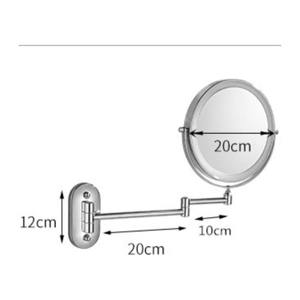 8\" USB Genopladeligt LED Vægspejl med 1X/5X Forstørrelse, Sort