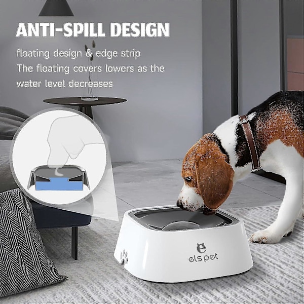 Hundskål Spillfri, Vattenskål för husdjur Droppfri Långsam Vattenmatare Kattskål, Vattendispenser för husdjur Resevattenskål för hundar katter -CHSZ 2L Grå