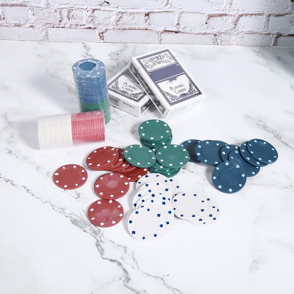 100 pokerchips med kort og bærbar bæreveske for Texas Holdem Black Jack