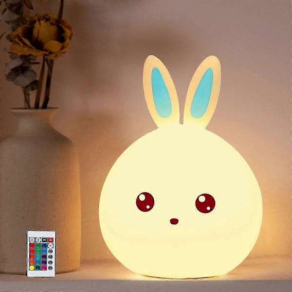Kanin Natlampe, Genopladelig Bærbar Silikone LED Natlampe, Touch Kanin Lampe, USB Natlampe_SZXM