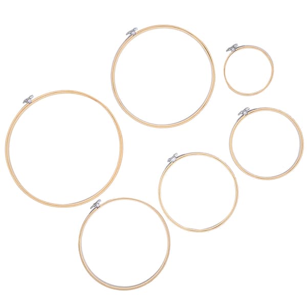 6 st broderibågar Cirkel Korsstygnsbåge Träram Gräddfärgad DIY-verktyg
