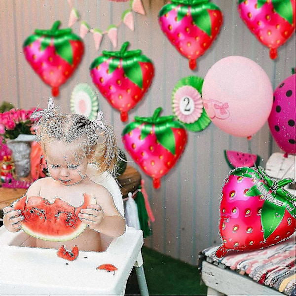 10 stk. Jordbærballonger Jordbærfolie Mylar Ballonger For Jenter Jordbær Bursdagsfest Dekor