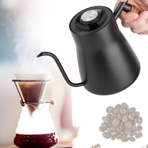 850 ml rustfri ståldrypp over kaffekjele med svanenhals og trehåndtak