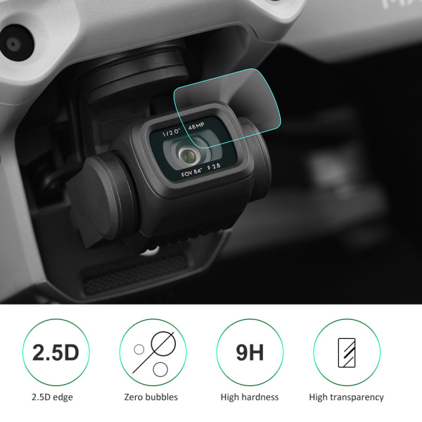 2 sæt hærdet glas skærmbeskytter Ridsesikker beskyttelsesfilm til Dji Mavic Air 2 kameralinse