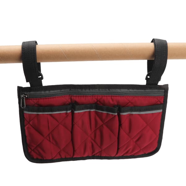 Rullestolveske Vanntett Polyester Multi Lomme Design Rullestol Sidelomme for Utendørs Mobil Stol Rød