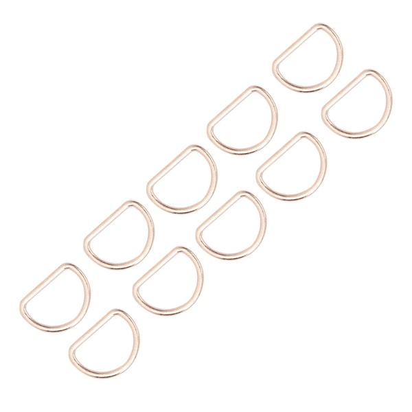 15 mm 10 STK D-ringer Justeringsløkke Legering d-ring for Veske Klær Beltestropp Webbing (gull)