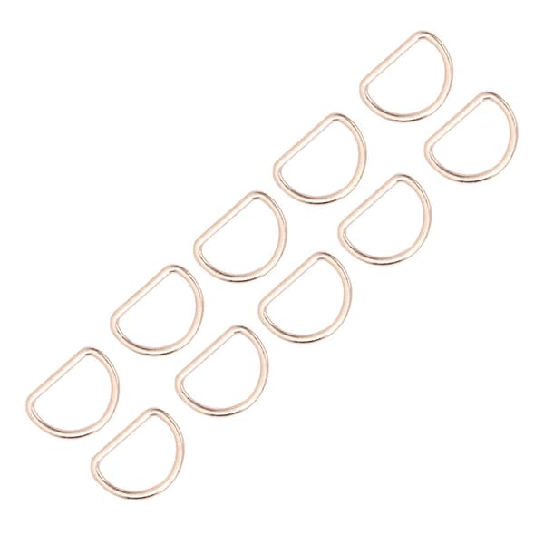 15mm 10 stk. D-ringer Justeringsløkke Legering D-ring for veske Klær Belte Stropp Webbing (gull)