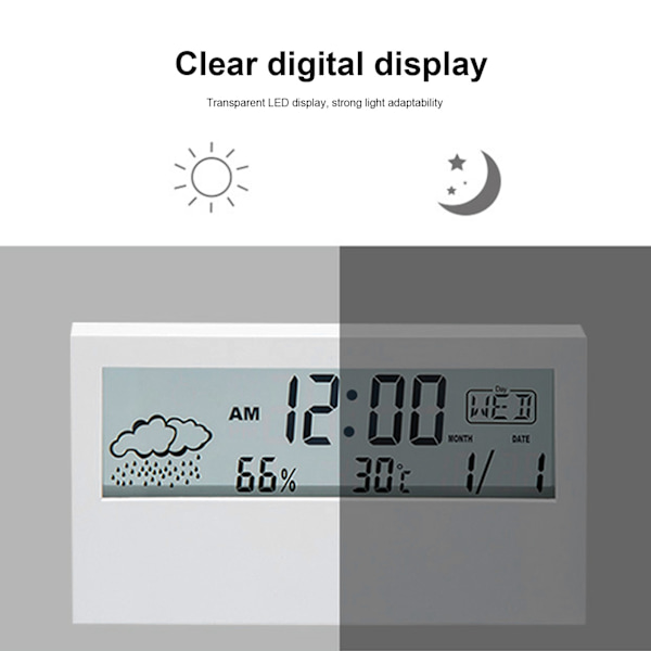 Multifunktion elektronisk väckarklocka med temperatur-fuktighetsdisplay Digital klocka för hemmet