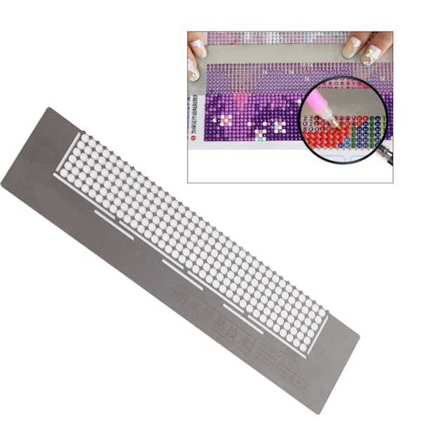 Rhinestone Maleri Tegning Lineal Dot Drill Rhinestone Broderi Mesh Lineal Rustfrit Stål Lineal Værktøj