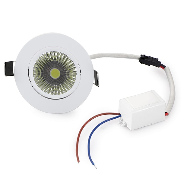 COB Aluminium LED-taklampe, innfelt downlight, innendørs dekorasjonslampe, åpningshull 69 mm, 3 W, 110 V, varm hvit