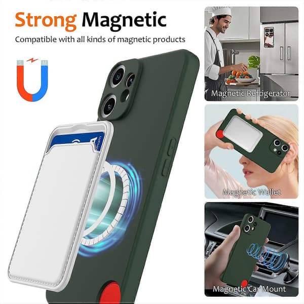 For Nothing CMF Phone 2 Pro Case Compatible with MagSafe Anti-Drop Liquid Silicone Phone Case Dark g Dark green Dark Green