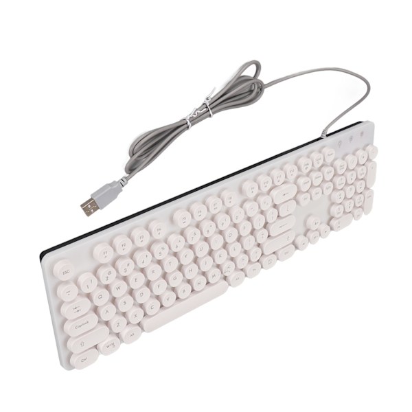 Mekaniskt speltangentbord RBG Bakgrundsbelyst USB 104 nycklar trådbunden Retro Punk datortangentbord för bärbar dator Vit