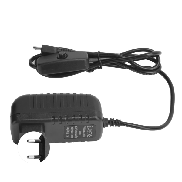 Power för Raspberry Pi 5V 3A med strömbrytarknapp integrerad mikro USB adapter 100-240VEU-kontakt